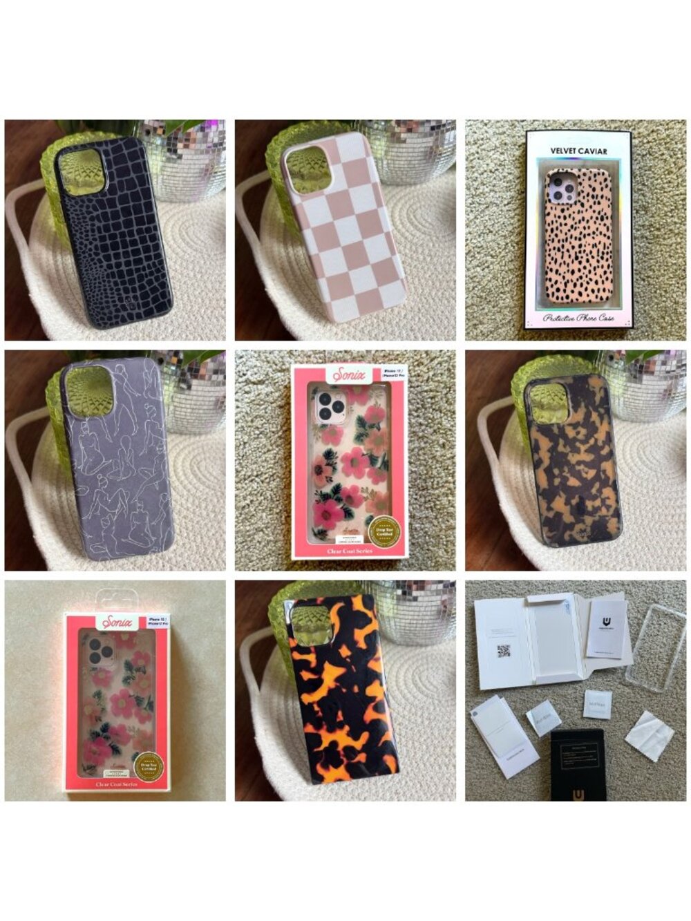 Bundle Lot 9 iPhone 12 Pro Cases Velvet Caviar Sonix MagSafe + Screen Protector